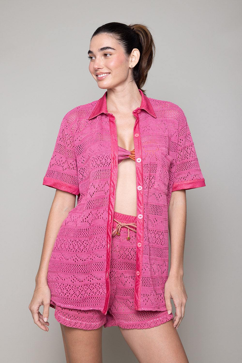 Mojito crochet top-magenta